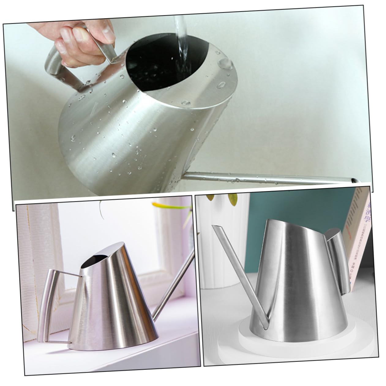 Didiseaon Annaffiatoio Beccuccio e Impugnatura Ergonomica in Acciaio Inox da Giardino 400ml per Fiori e Piante Sospese