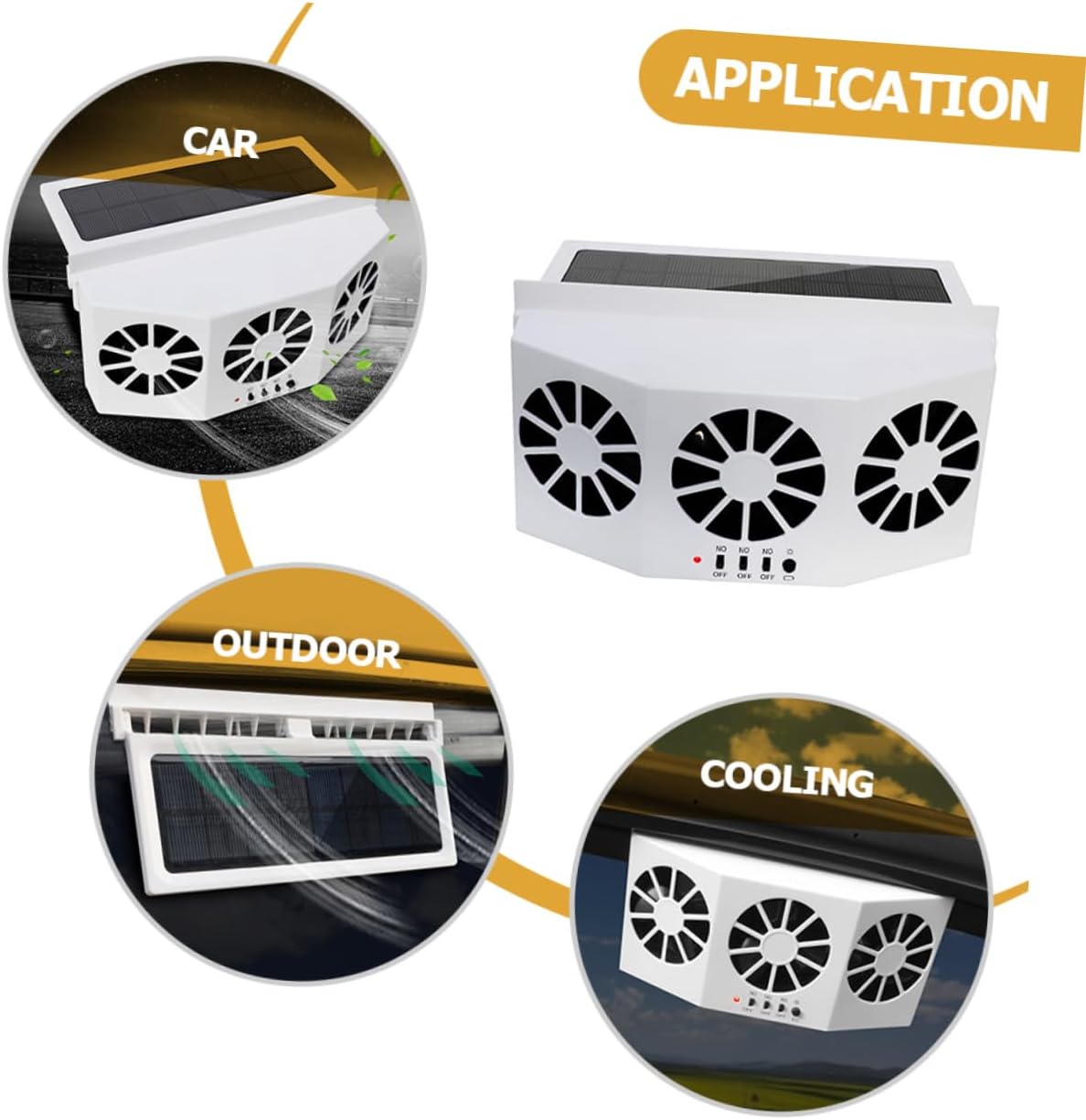 Kichvoe Car Solar Exhaust Fan Energy Efficient Air Vent for Cars Three Ducts Motors for Enhanced Exhaust Speed for Hot Weather and Pet Odors Easy Installation