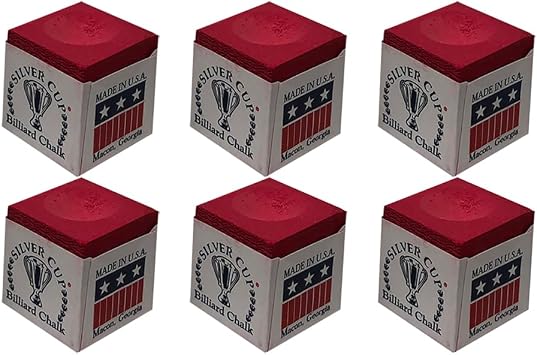 Silver Cup Set of 6 Red Billiard Pool Cue Chalk