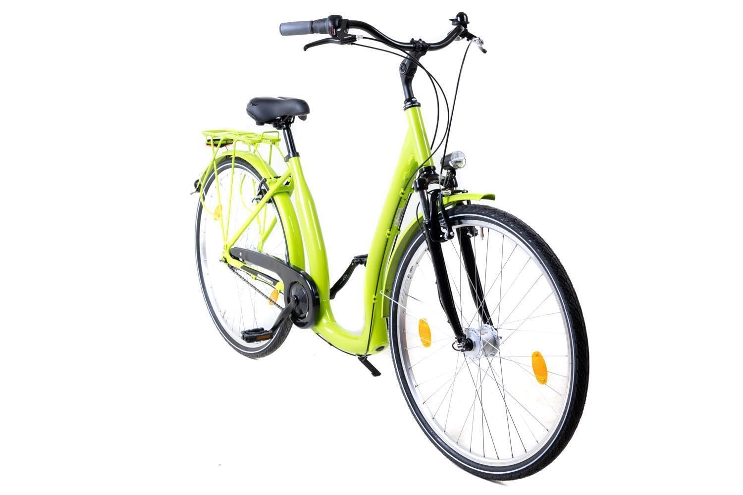 28 Zoll Alu Fahrrad City Bike Damen 7 Gang Nabenschaltung Tiefeinsteiger Hellgrün