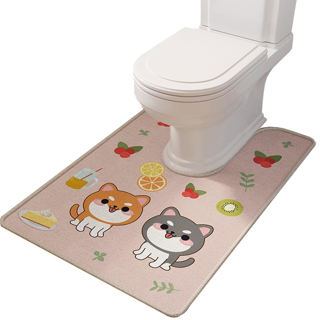 ZESLIV Toilet Mat U-Shaped Non-Slip 55x60cm Large Toilet Pedestal Mats Bathroom Mat Bath Rug for Floor Tub Shower Bathroom, Machine Washable