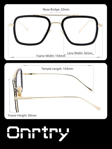 Vista 6 de Onrtry Tony Stark - Lentes de bloqueo de luz azul para hombres y mujeres, montura de metal retro, lentes de Iron Man Spider-Man