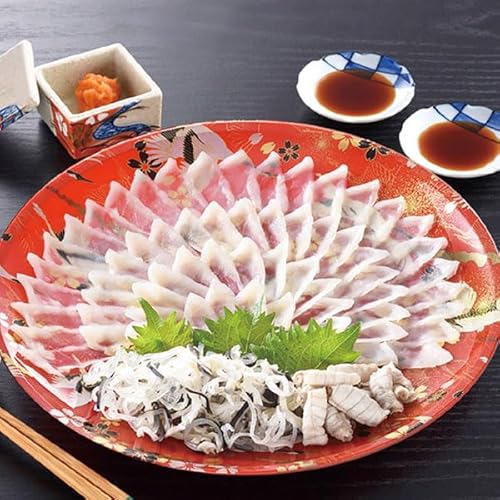 お歳暮ギフト・関とら本店 とらふく 刺身 セット|とらふぐ刺身(30cmプラ皿)65g・皮30g各1個・身湯引き20g×1袋・ふくポン酢10g・もみじおろし10g各4袋|冬ギフト 手土産 贈物 お供え