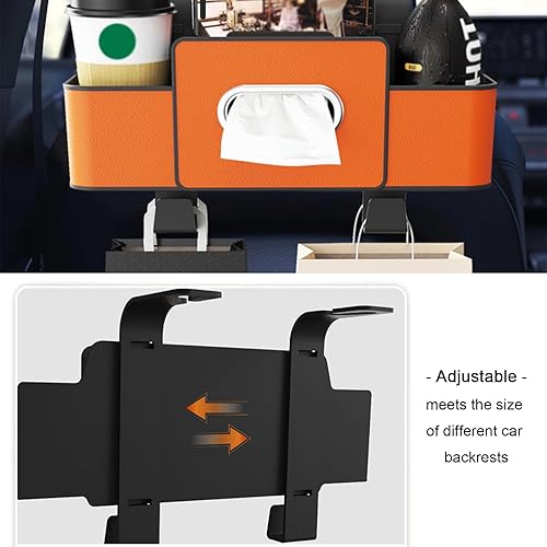 Miniatura 7 de Organizador de asiento trasero de automóvil con soporte para tazas, caja de pañuelos y gancho de almacenamiento, organizador multifuncional para