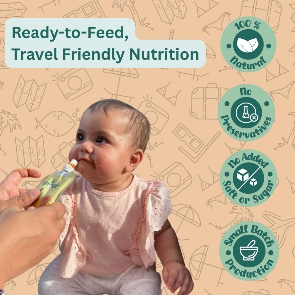 Image of Li'l Sprouts FruGies Veggie Lover Combo | Baby Food Puree | 4 Flavours | 6 Months+| Ready-to-Eat |Travel Food | Pack of 12, 100g each | No Salt, No Sugar and No Preservatives | Packed with Nutrients