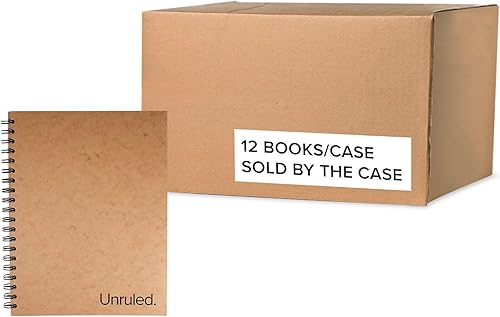 Cuaderno opaco sin rayas de 8 x 10.5 pulgadas, (paquete de 12) diario de papel negro encuadernado en espiral, 55 hojas, reciclado y sostenible,