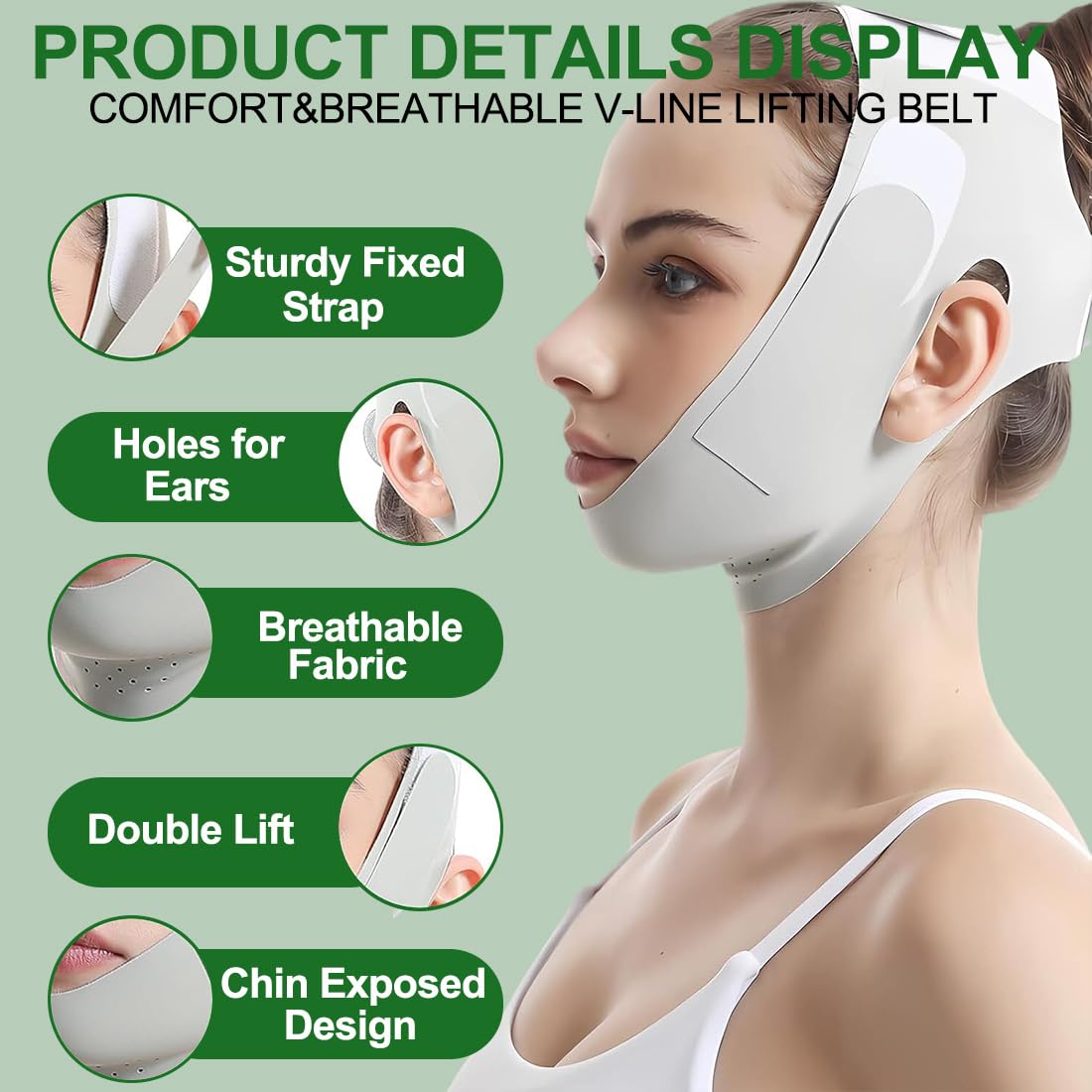 Doppio Mento Maschera Viso Snellente,Maschere Riutilizzabili a V,Fascia per il lifting del viso per il dimagrimento,per il viso Per Facciale a forma di V per viso rassodante anti-rughe