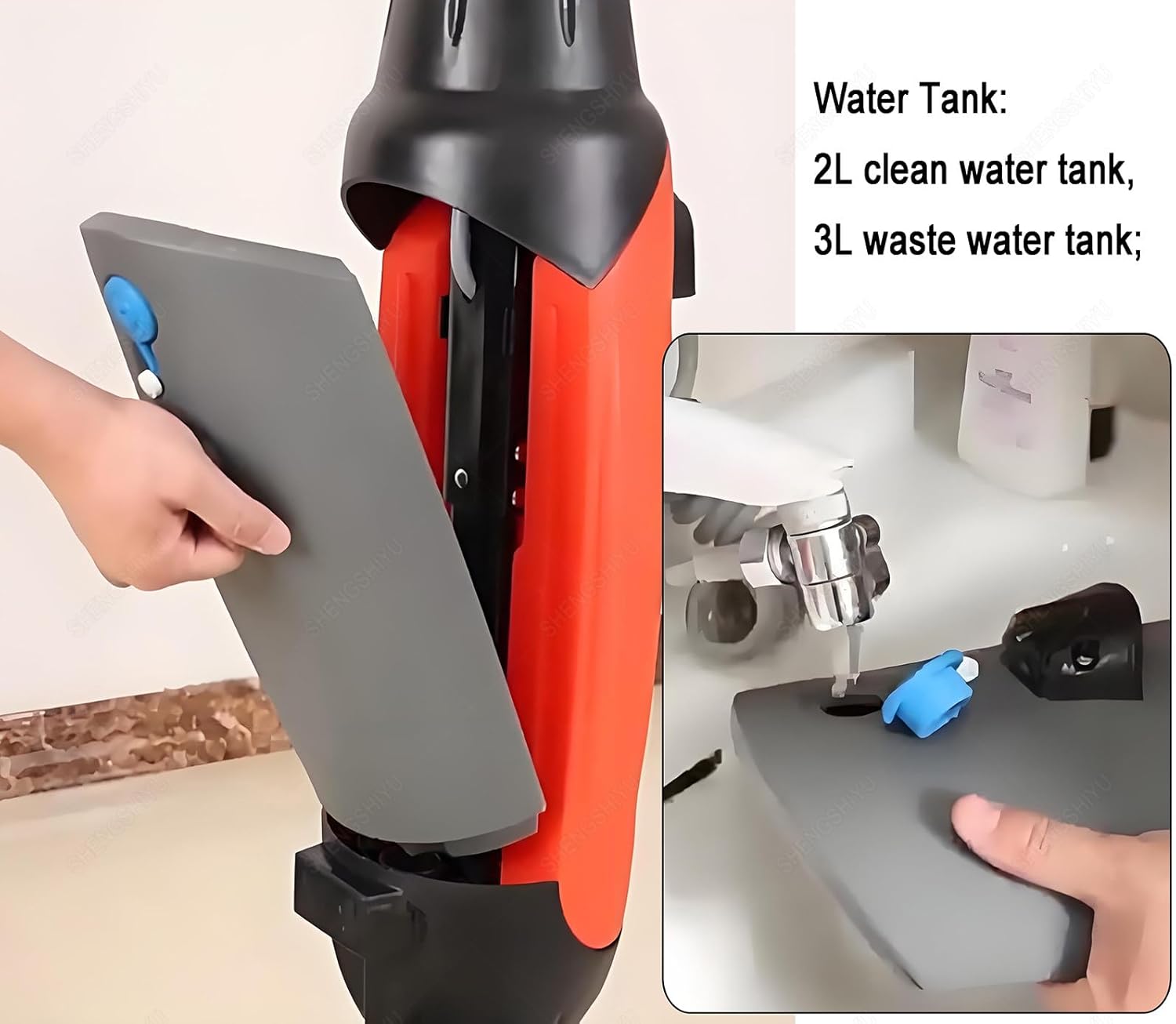 Multi-Functional Floor Buffer Polisher Machine,Commercial Floor Washer,Dual Brush,Cordless Electric Floor Cleaner,Floor Scrubber Machine for Home and Commercial Spaces Red