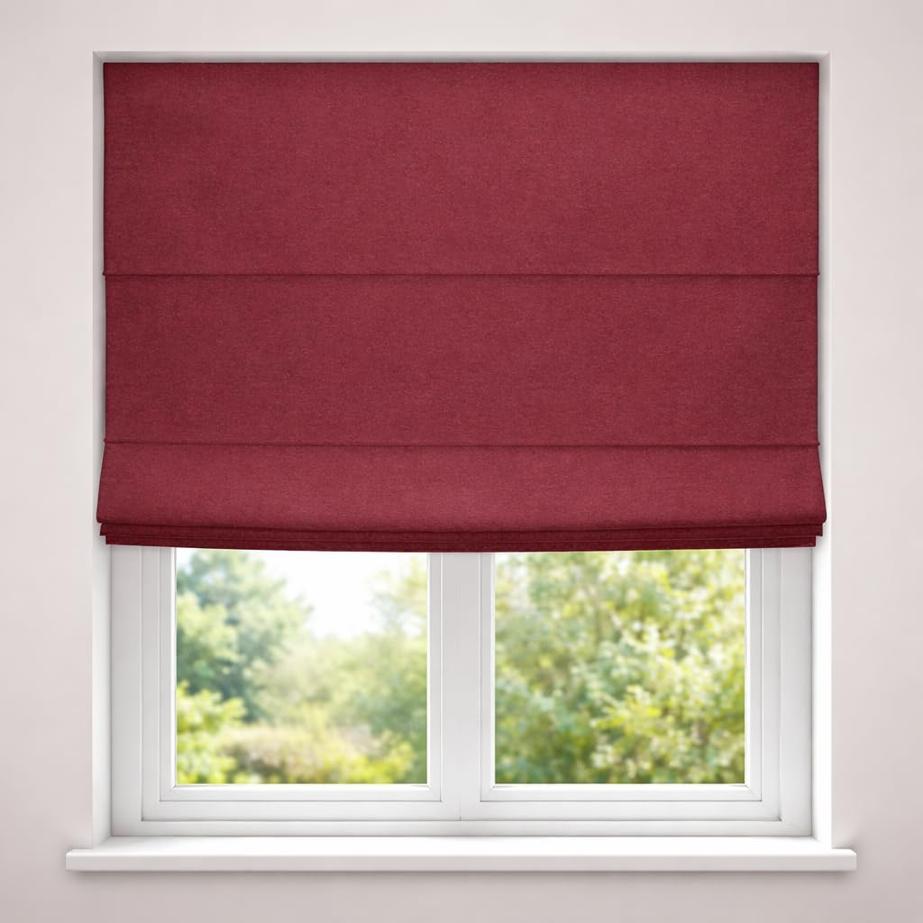 Soft Textured Ara Roman Blinds - Durable Fittings Easy Fit (Wine, 1220mm)