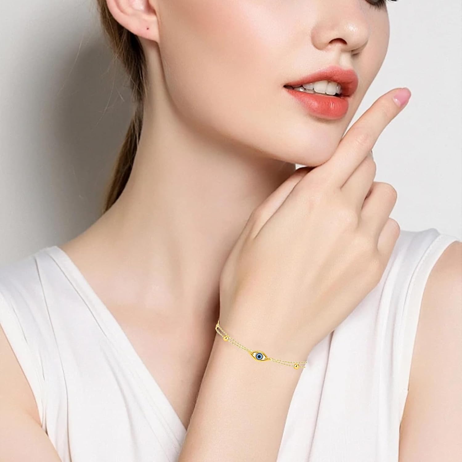 925 Sterling Silver Evil Eye Bracelets Infinity Adjustable Bracelet for Women Mother Wife Girlfriend Jewelry Gift - Image 3