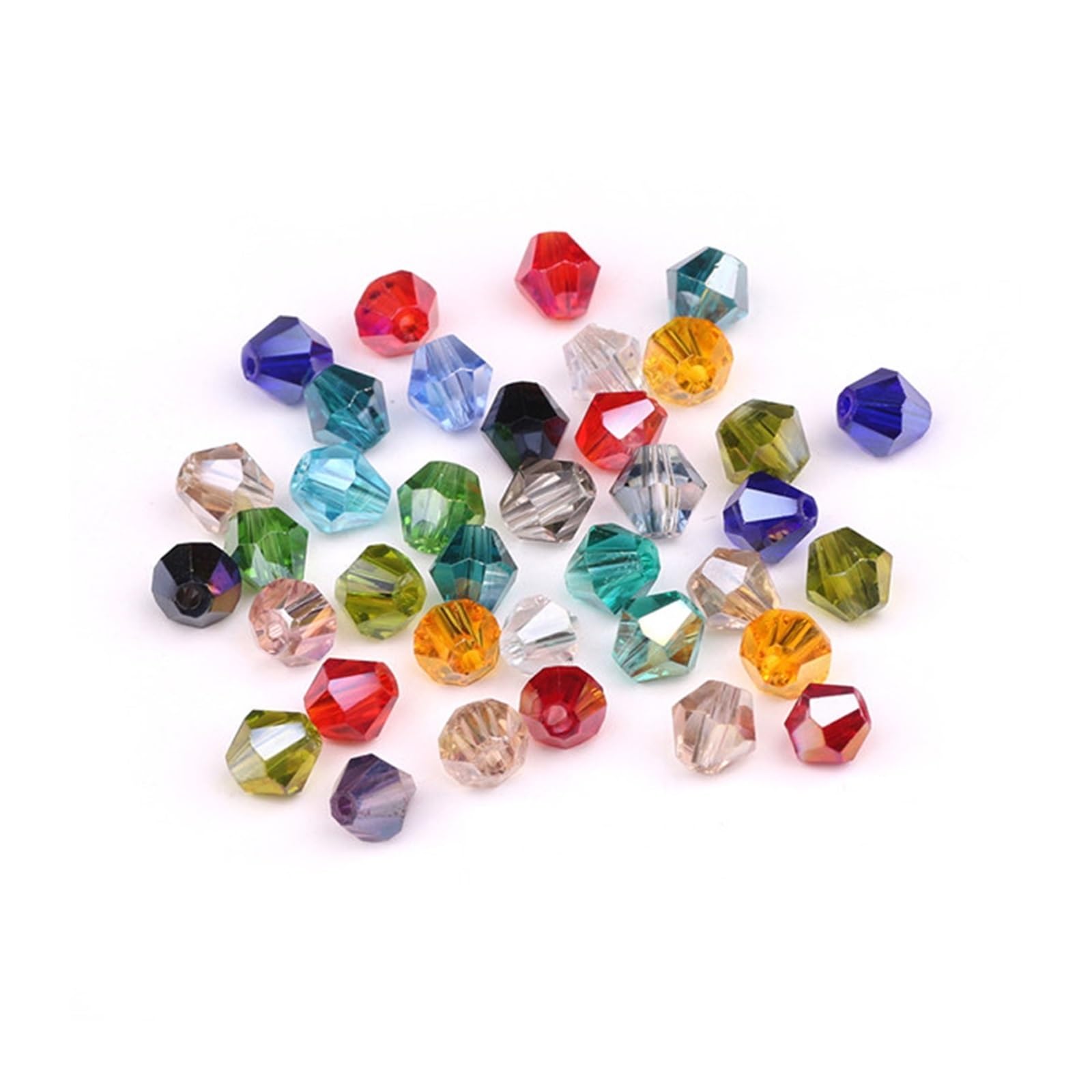 UZAMIRLEX Bicone Shaped Glass Beads, Faceted Glass Crystal Bicone Beads Multicolor 2-10mm For Jewelry Making Crafts(Ab Mixed,8mm 35pcs)