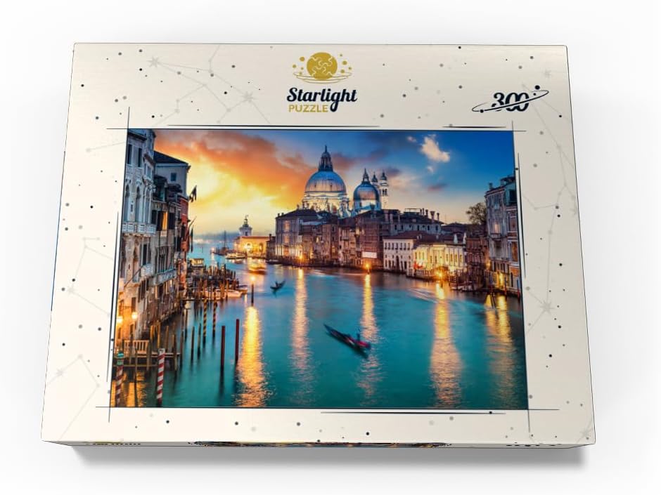 MyPuzzle Grand Canal with Gondola At Sunset Venice Italy - Premium 300 Piece Jigsaw Puzzle for Adults