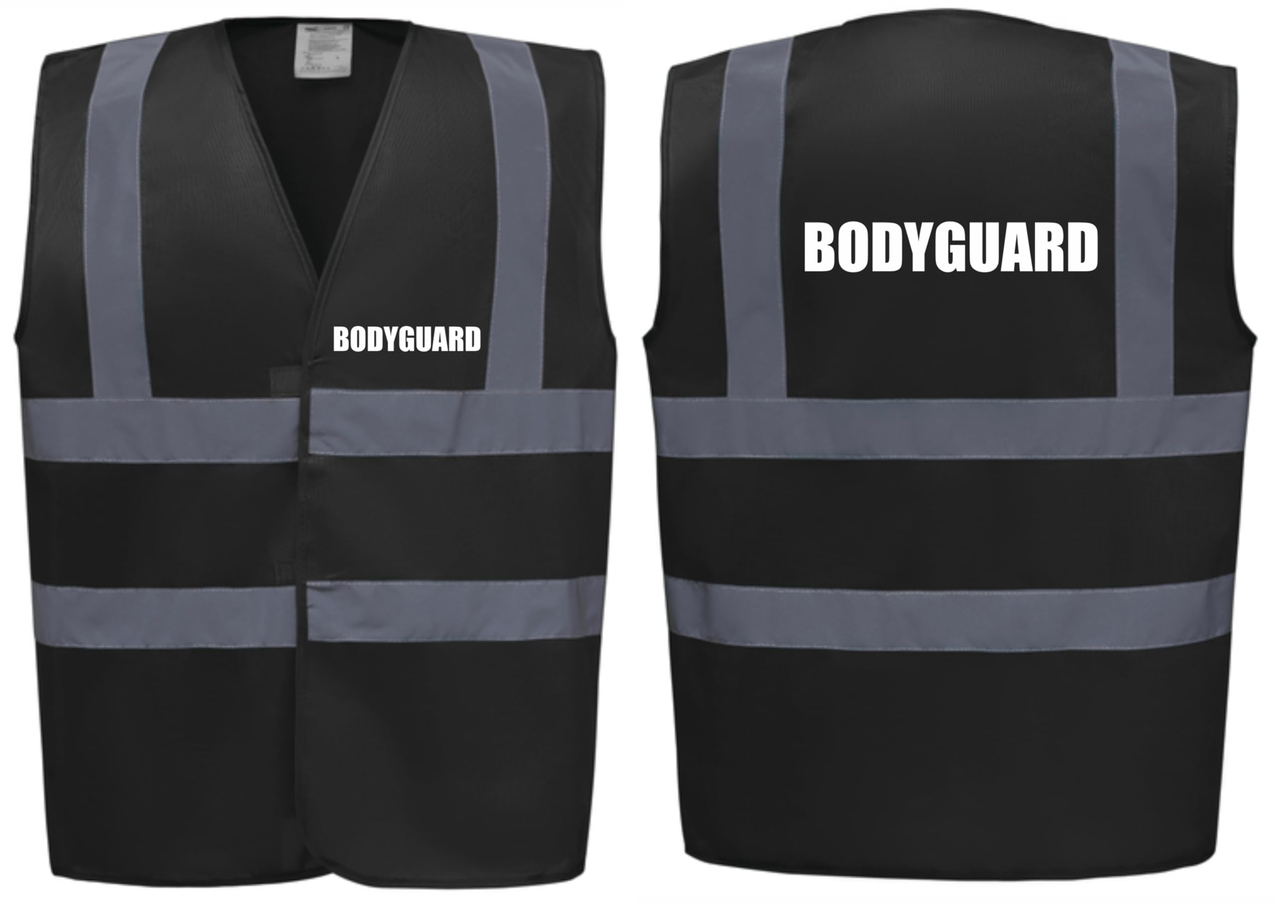 Brook Hi Vis Uk Unisex Black Bodyguard Printed Hi Vis Vest/Waistcoat, Security Officer, Security Guard, Doorman, Bouncer, Events, Xxxlarge