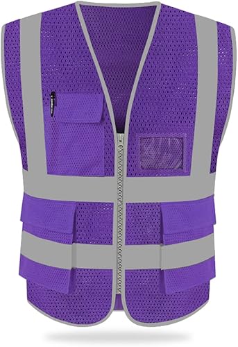 Miniatura 53 de HYCOPROT High Visibility Mesh Safety Reflective Vest with Pockets and Zipper, Meets ANSI/ISEA Standards