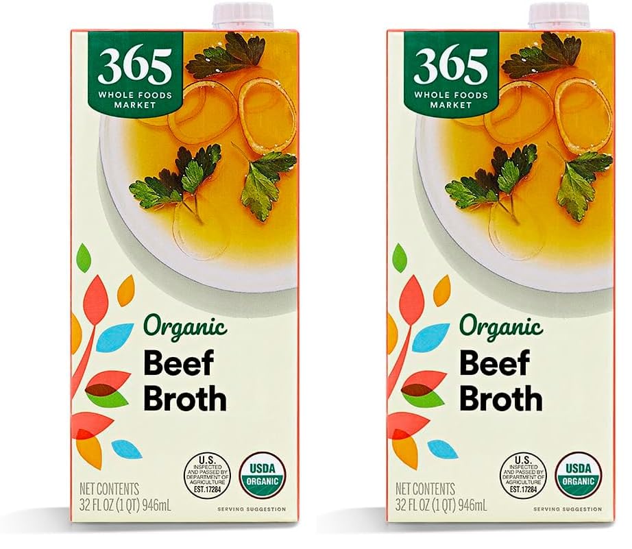 365 by Whole Foods Market, Organic Beef Broth, 32 Fl Oz (Pack of 2)