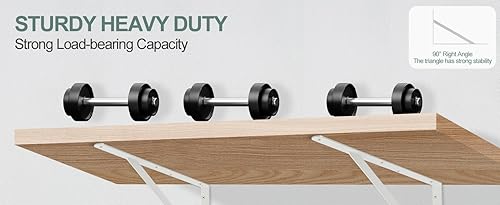 Vista 159 de Paquete de 4 soportes de estante resistentes de 8 pulgadas de largo x 6 pulgadas de alto con tornillos, soportes de estante de metal, soportes