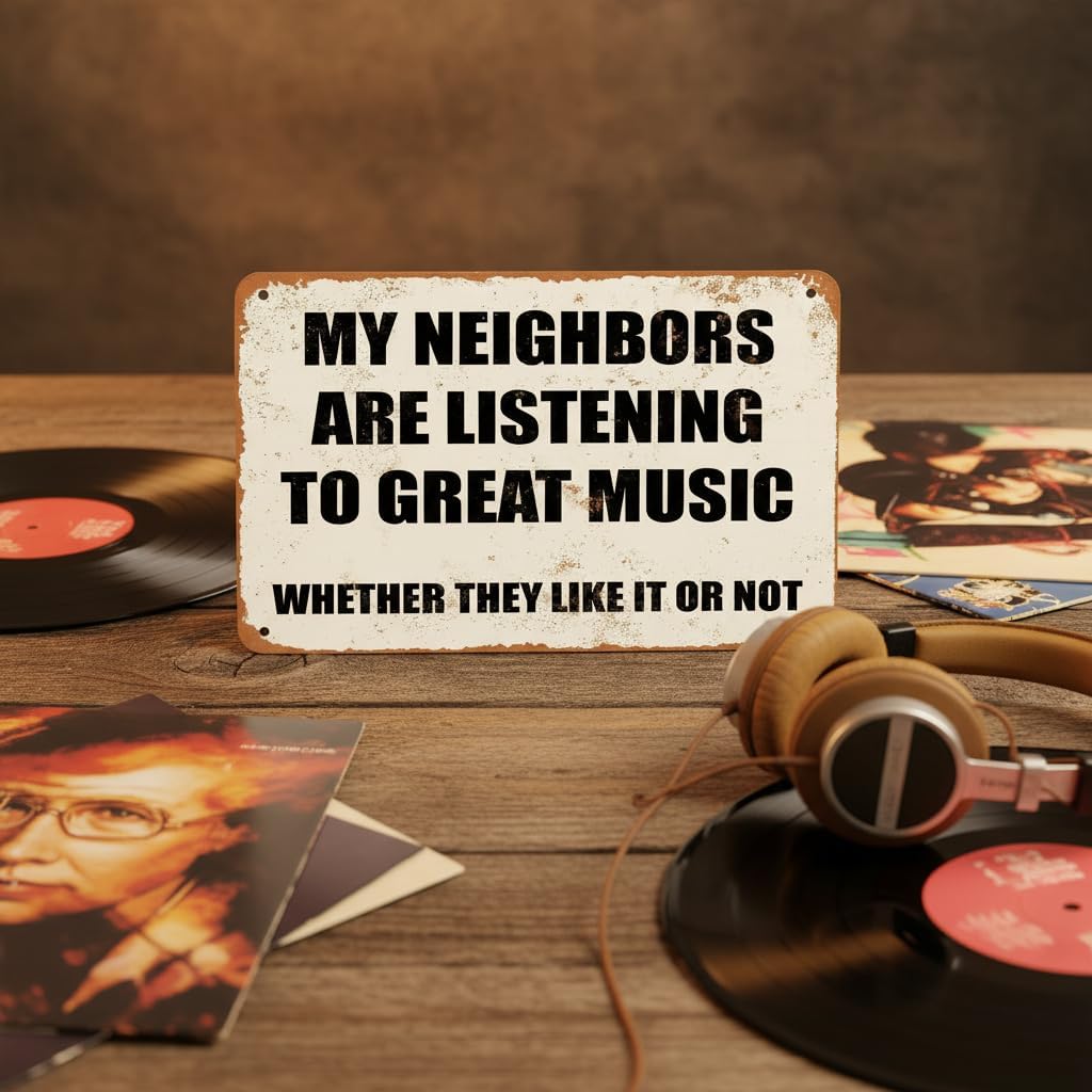 Metal Sign - My Neighbors are Listening to Great Music. Whether They Like It Not. - Retro Wall Decor Home Decor 8x12 inch image 4