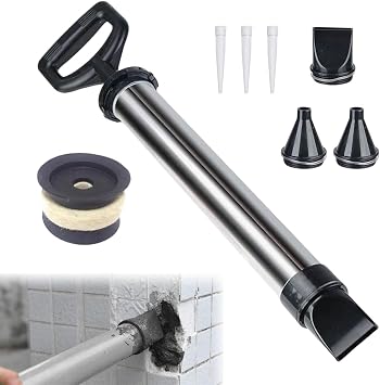 Grout Gun for Mortar, Mortar Sprayer, Stainless Steel Mortar Pump, Hand Mortar Pump, Grout Gun, Stainless Steel Mortar Ejector, Manual Mortar Ejector, with 4 Nozzles and 3 Rubber Nozzles Tokaneit