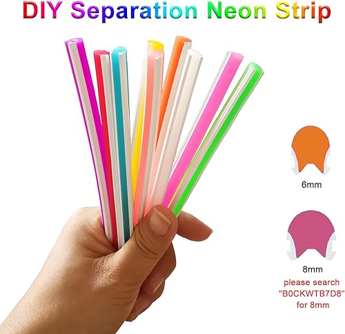 Miniatura 3 de Separated Neon Flexible LED Light Strip Cover, 16.4ft 6mm Wear Free DIY Bendable Silicone Diffuser Cover with 2 Pcs Cutter and Same Color Lamp Belt,