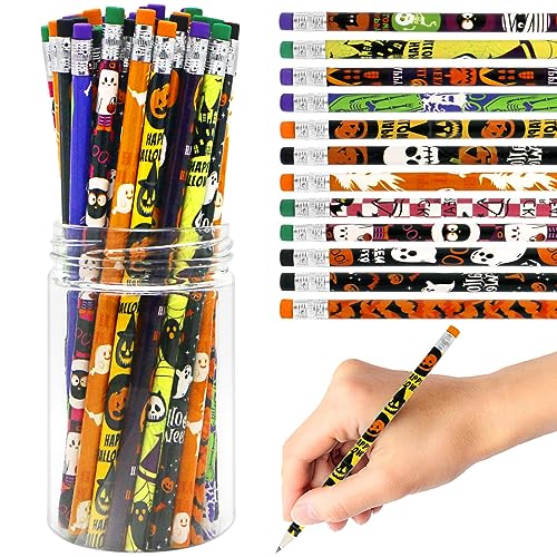 Tuzuaol 80 lápices Halloween con borrador y diseño colorido miniatura 1