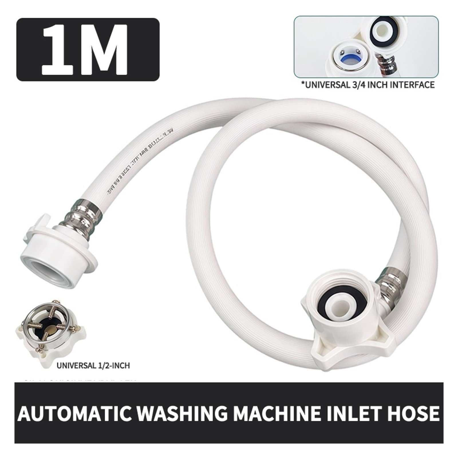 Tubo Di Ingresso Lavatrice Universale Da 1 M/1,5 M/2 M | Tubo di ingresso, connettori anti-distacco 3/4, universale for la maggior parte delle lavatrici(2M)
