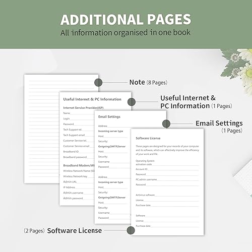 Vista 69 de Libro de contraseñas con pestañas alfabéticas, protector de contraseñas de tapa dura, organizador de cuadernos de contraseñas para computadora