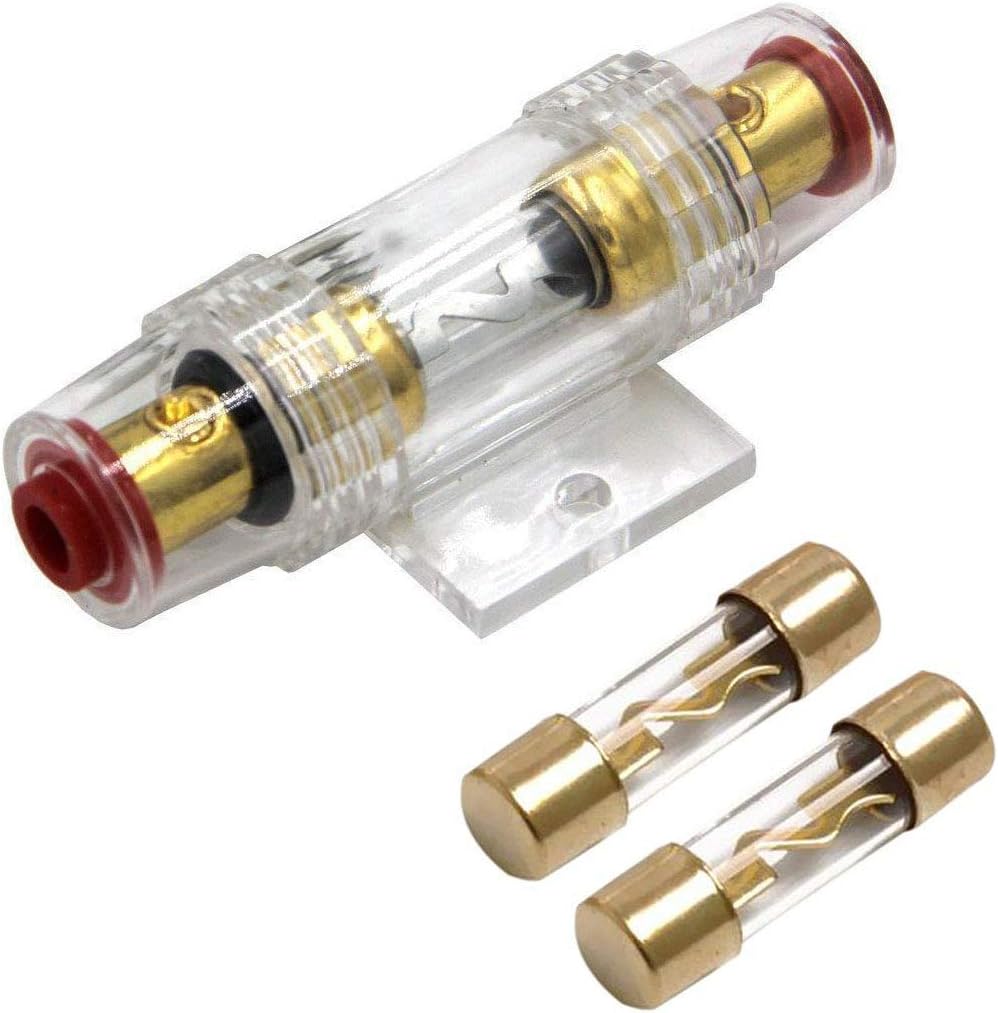 Carviya 4-8 Gauge AWG in-line Waterproof Fuse Holder with Two 100A AGU Type Fuses for Car Audio/Alarm/Amplifier/Compressors (1 Pack) : Automotive