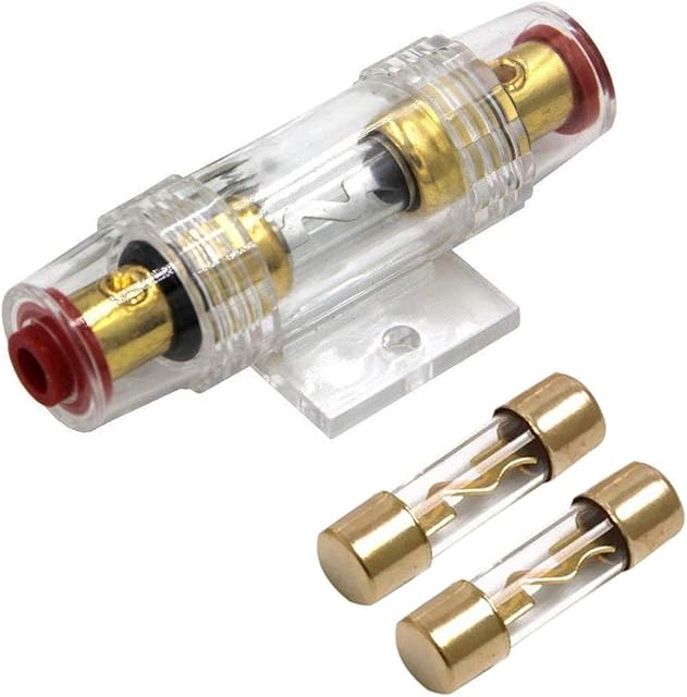 Carviya 4-8 Gauge AWG in-line Waterproof Fuse Holder with Two 100A AGU Type Fuses For Car Audio/Alarm/Amplifier/Compressors (1 Pack)