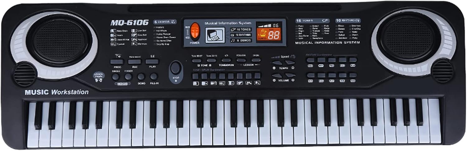 61-Key Keyboard Piano, Digital Electronic Piano Set, with Mini Microphone, Supports Usb Or Battery Power Supply
