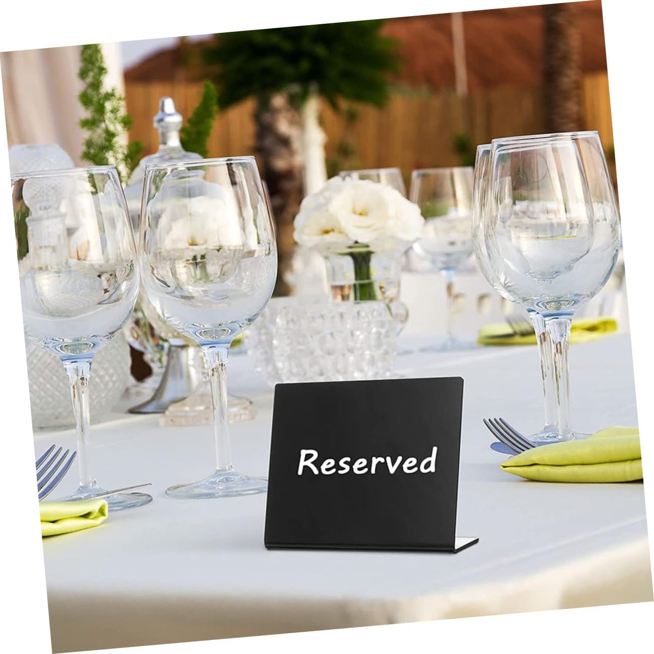 Acrylic Small Blackboard Message Boards with Pen, 12pcs Set, Black Desktop Chalkboard Decorations for Wedding Party Tabletop Home Memo Signs