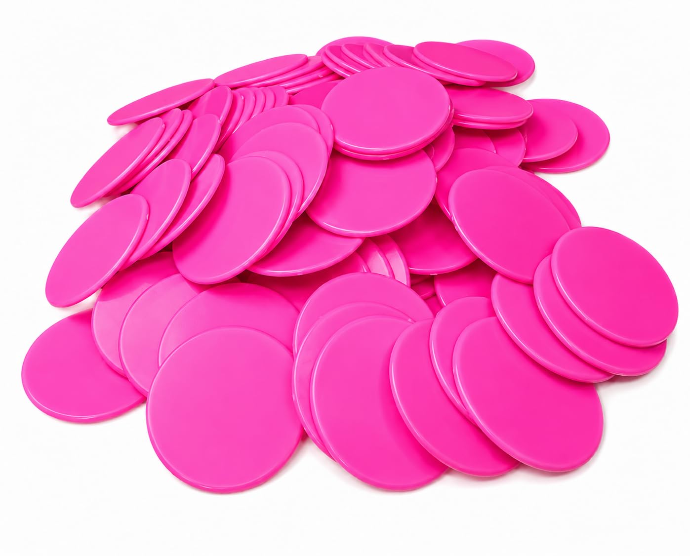 MOREL Pink Plastic Round Shape Plain Token Coin, Chips for Shop, Board Games, Stores, Casino, School|100 Coins. (Pink)