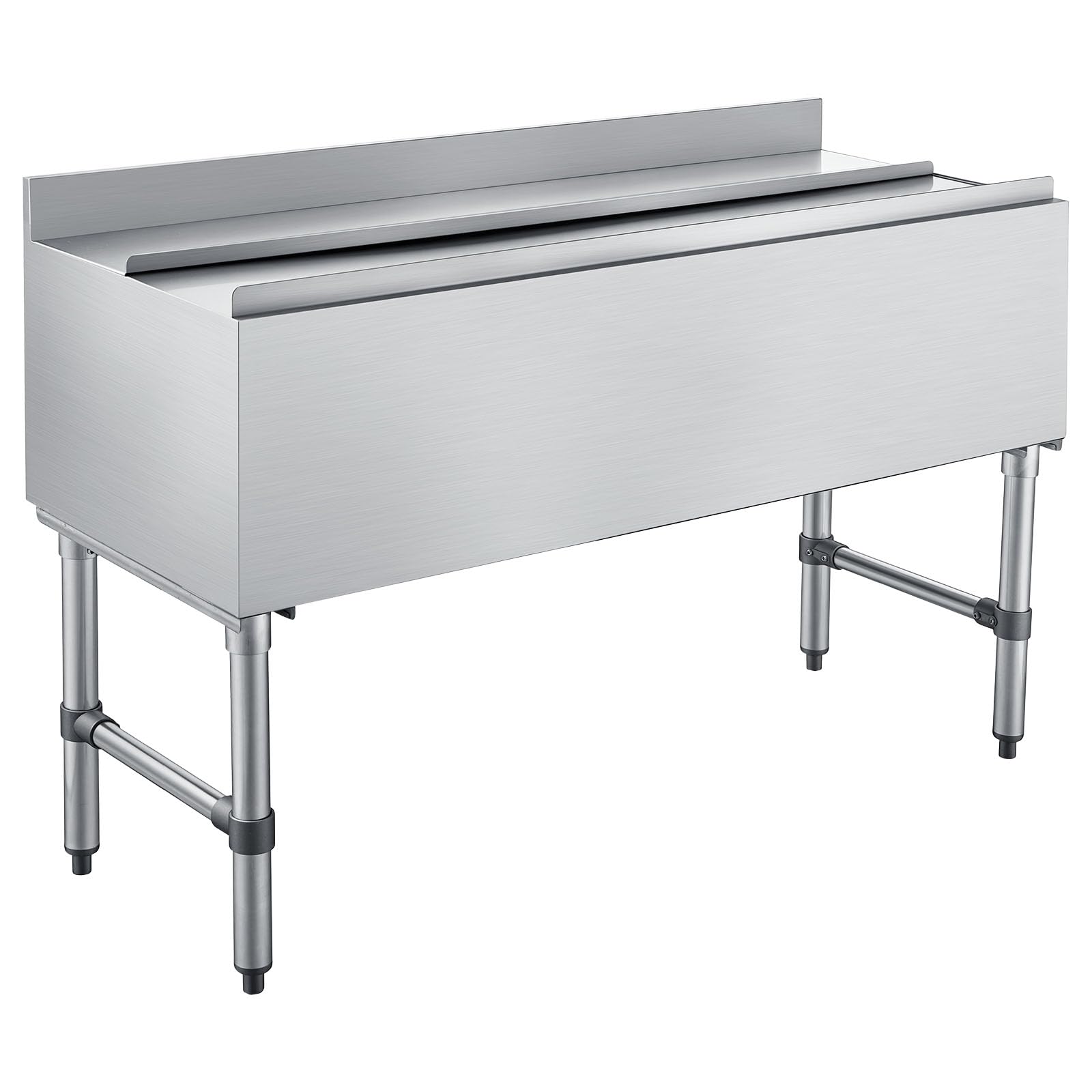 Condition photo showing New/Like New for vevor commercial ice bin,19 inch stainless steel ice chest with sliding lid and bottle holders, cooler cart cocktail unit for bar restaurant pub, nsf certified