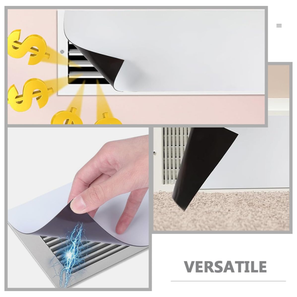 3 Piezas Cubierta de Ventilación Magnética de Pvc Blanco