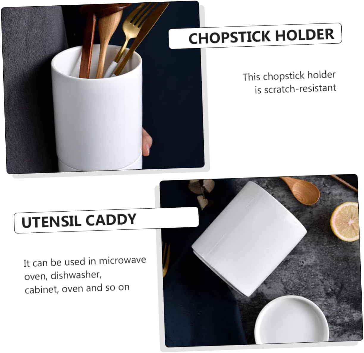 Cabilock 1 PC Ceramic Utensil Holder Kitchen Organizer with Bottom Drain Design Multipurpose Chopstick Storage for Spoons Forks and Spatulas and Restaurant Use