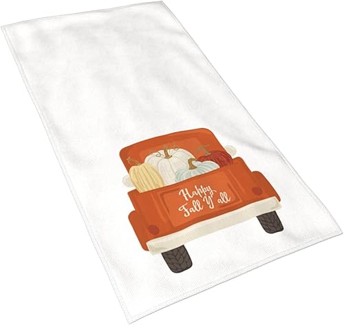 Miniatura 2 de DADABULIU Toalla de mano de granja, camión, calabaza, otoño, cara, toallas de cocina, 27.5 x 15.7 pulgadas, microfibra de secado rápido, suave, paño