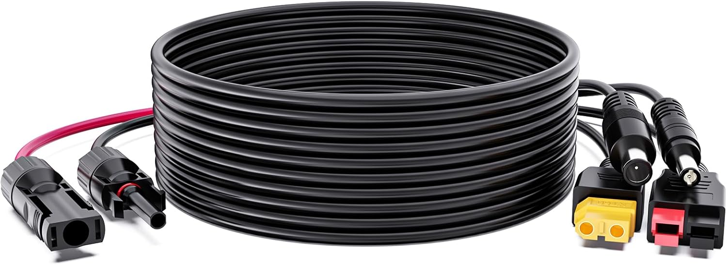 Solar Extension Cable,10 Ft Solar to Anderson/XT60/DC7909/DC5521 Adapter Solar Connector for Solar Panel to Ecoflow River & Delta Series Power Station