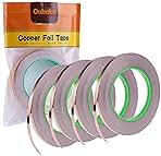 Oubaka 4 Pack Copper Foil Tape,Copper Tape Double-Sided Conductive with Adhesive for EMI Shielding,Paper Circuits, Electrical Repairs, Grounding(1/4inch)