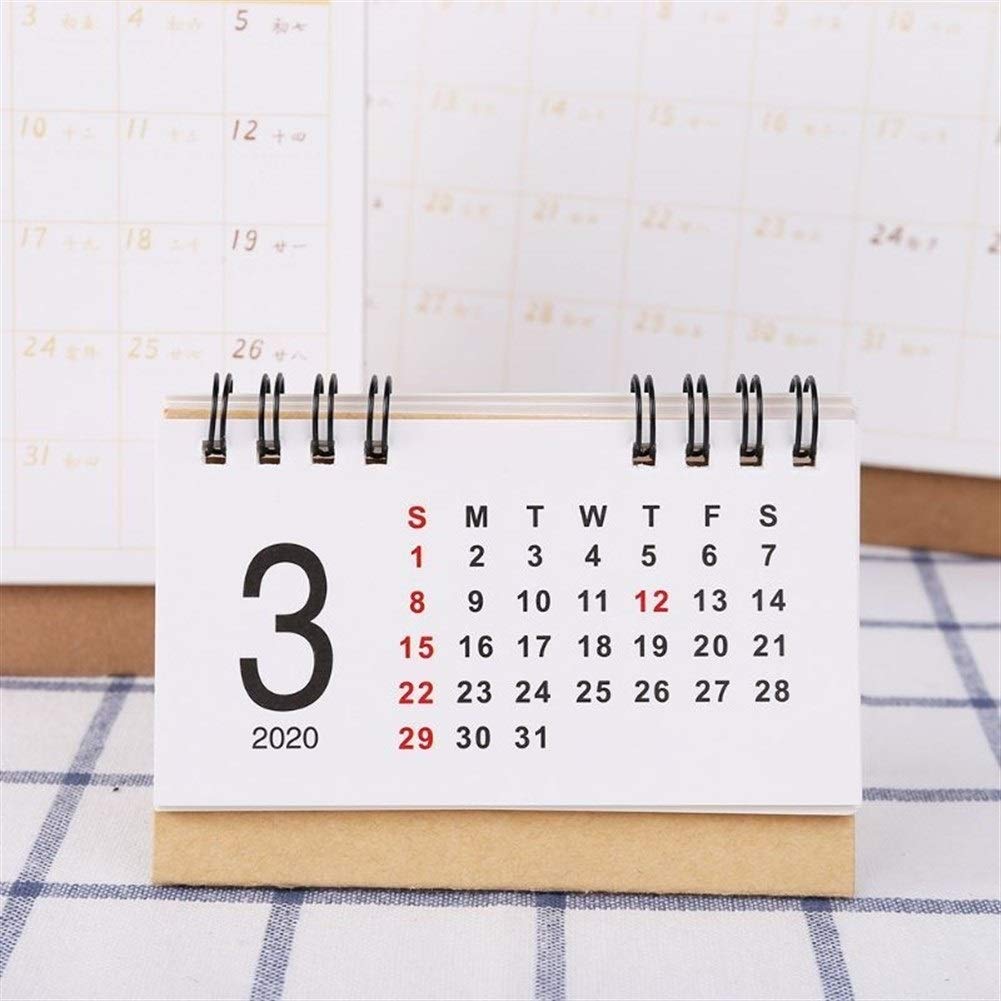 YUQI 3 PCS Simple Papier de Bureau Permanent 2020 Double Bobine Calendrier Mémo horaire Quotidien Tableau planificateur annuel Agenda Bureau Organisateur (Taille : M)