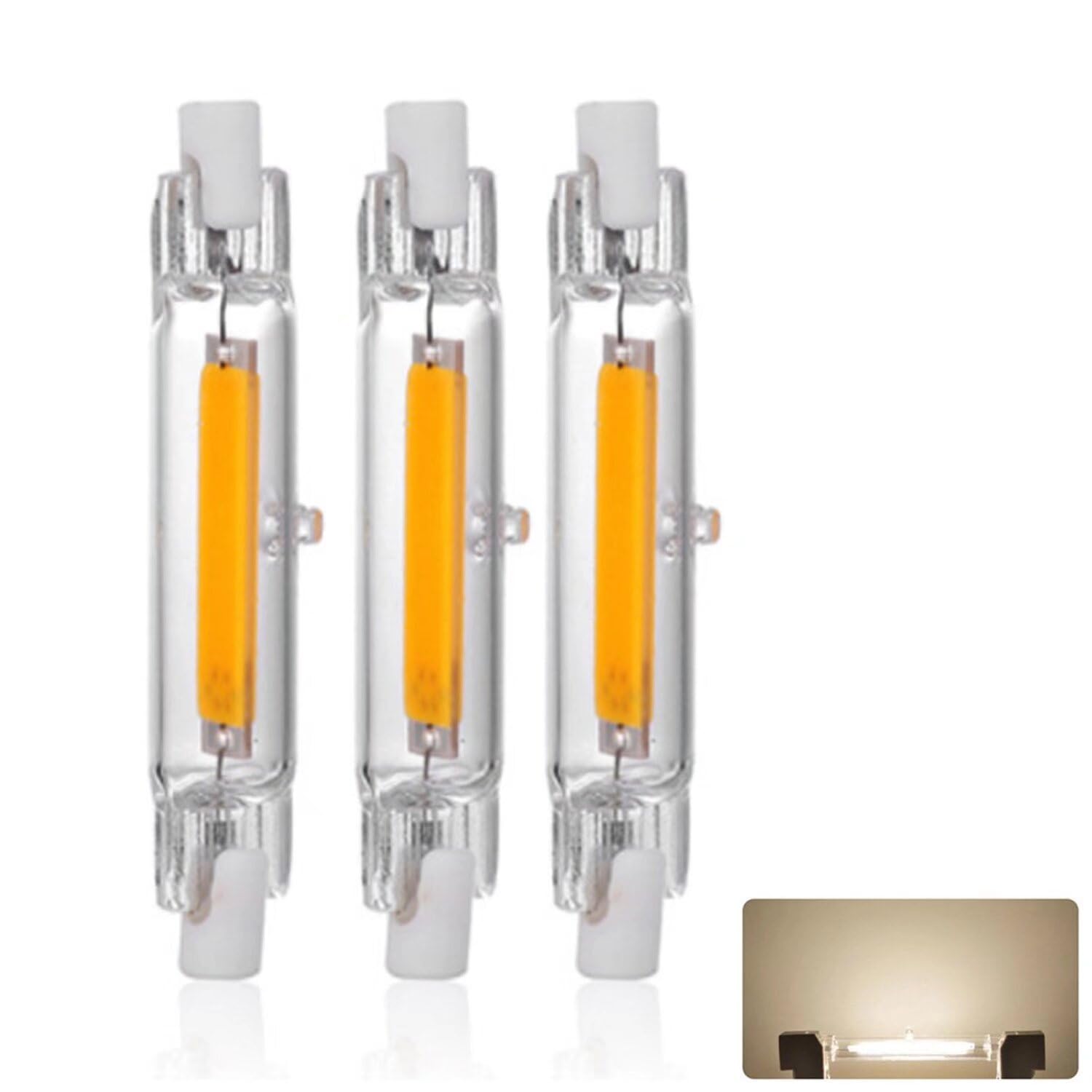 R7S LED Bulb 78mm Dimmable, LED R7S 78mm 15W Light Bulb, Equivalent J78 150W Halogen, 1500LM, Natural White 4000K, R7S COB Double Ended Reflector Linear Lamp for Ceiling Wall Lamp, 3 Pack — image 1