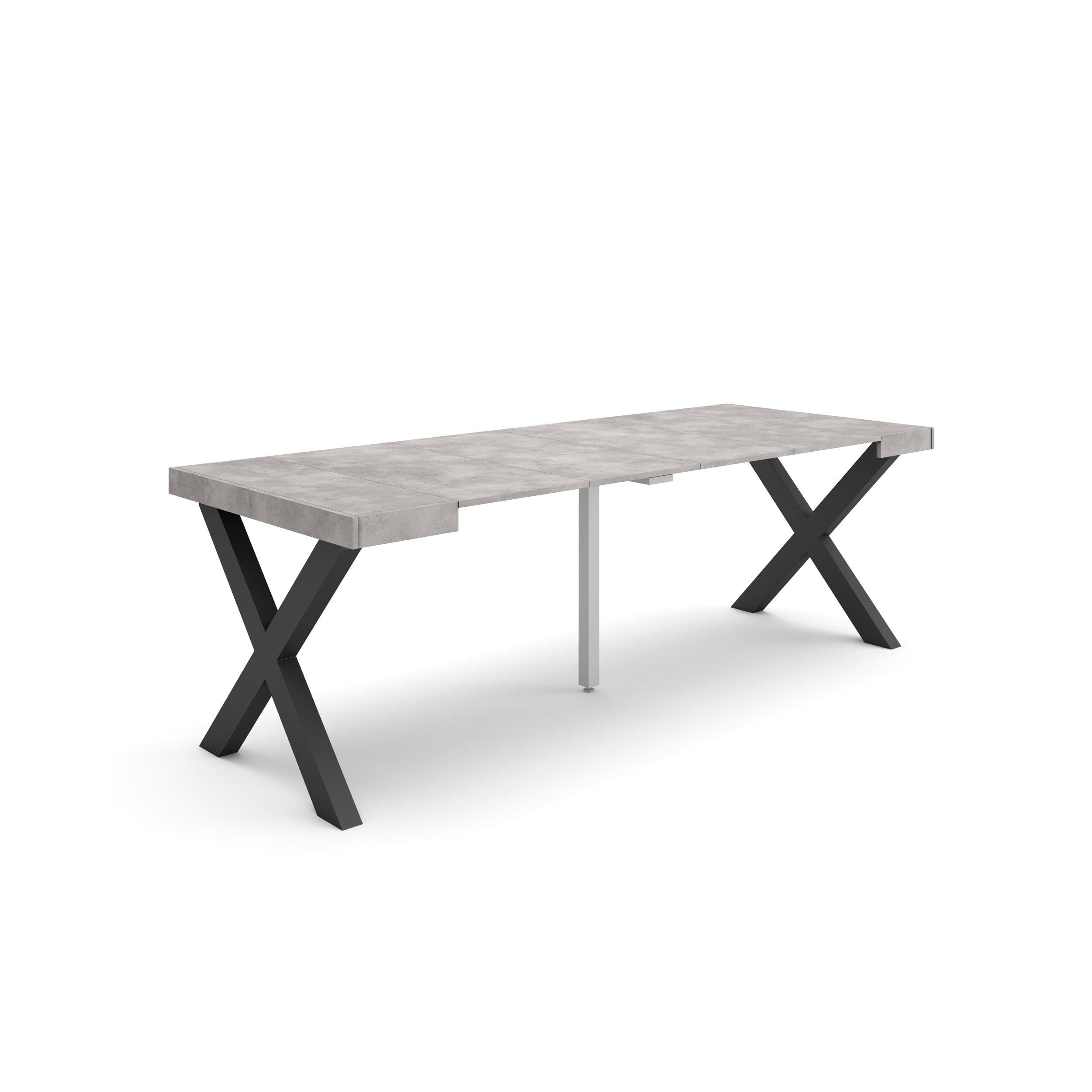 Skraut Home | Table Console Extensible | Console Meuble | 220 | pour 10 Personnes | Pieds Bois Massif | Style Moderne | Ciment