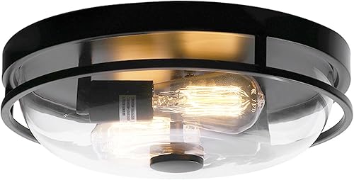 Miniatura 9 de Luminzone Lámpara de techo de montaje empotrado con pantalla de vidrio esmerilado, 2 luces para interiores y exteriores, iluminación de granja,