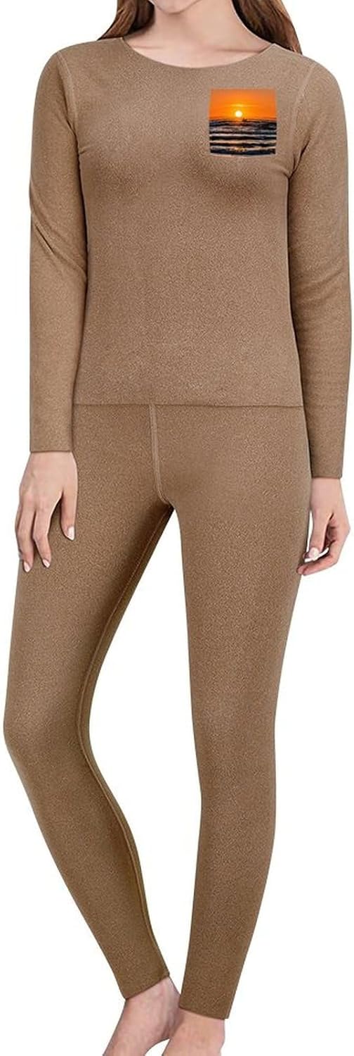 Cloudy Sky Thermal Underwear Set for Women Long Johns Women Base Layer Top Bottom for Cold Weather