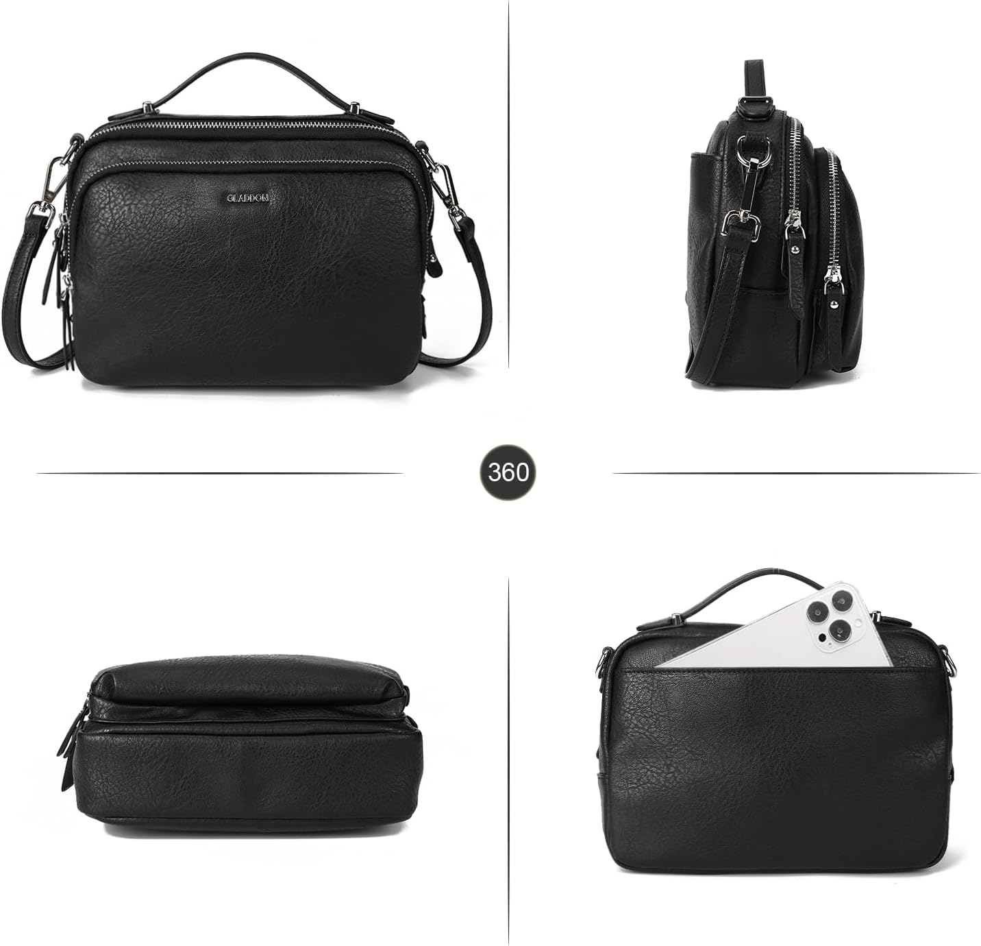 GLITZALL Multi Pockets Crossbody Bags for Women Small Top Handle Purse Satchel and Medium Pocketbooks | Fit A5 Notebook, Pad Mini, Soft Vegan Leather - Image 4