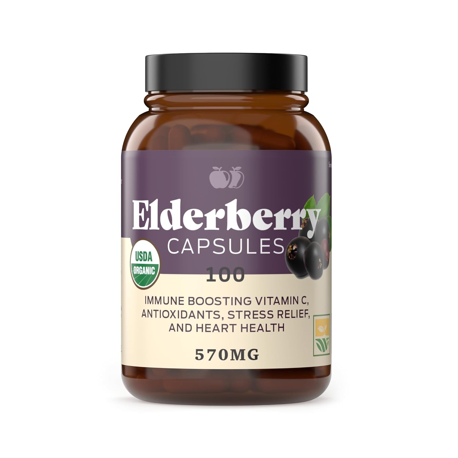 Cápsulas de Elderberry Orgânico - Apoie Sua Imunidade com Elderberry Sambucus Natural em Cápsulas de 570 mg