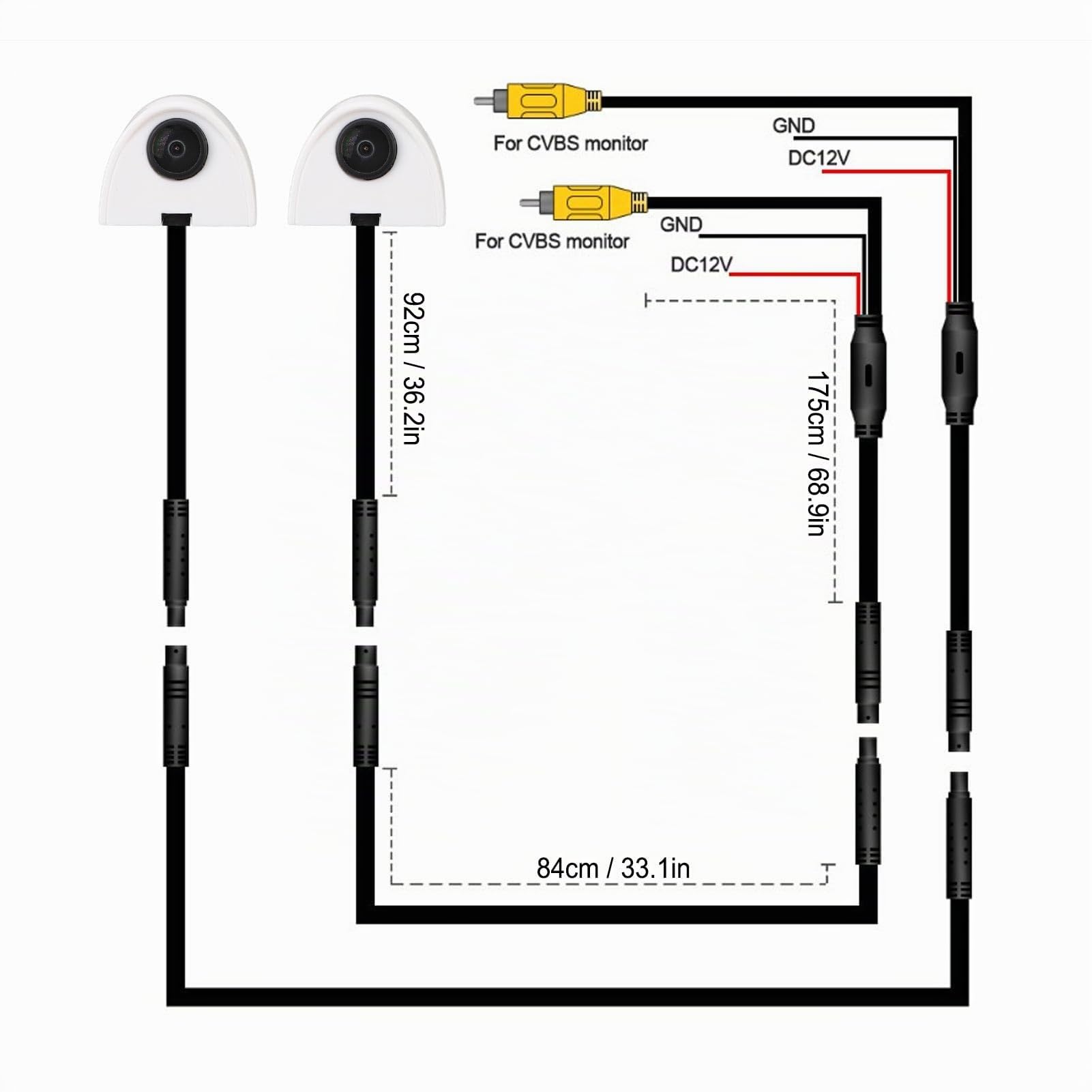 Telecamera per Punti Ciechi per Auto Visione Notturna Assist Tape Montaggio Telecamera per Visione Laterale Sinistra e Destra per di Sorveglianza 'auto (Bianco)