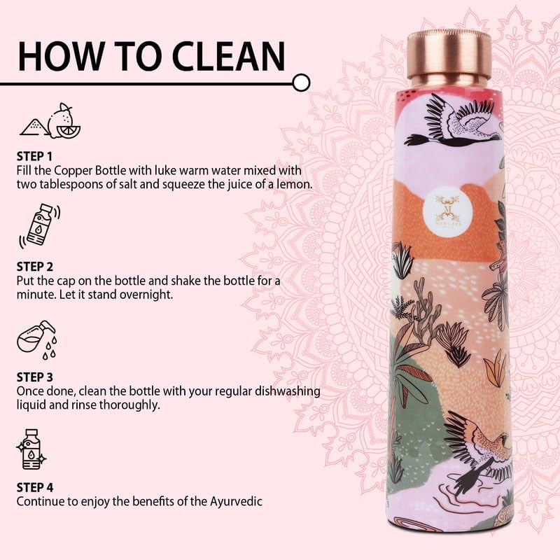 MERCAPE Stay Refreshed and Healthy Pure Copper Water Bottle - Advanced Leak Proof, Joint Less (900ml)