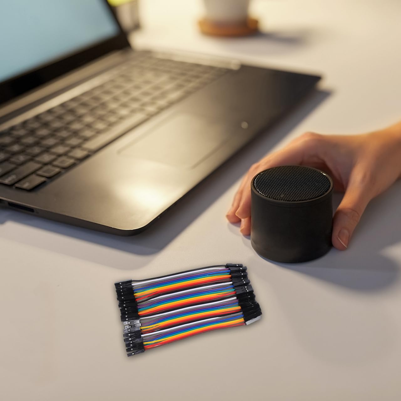 Veemoon Set di 40 cavi jumper femmina su presa 10 cm – 2,54 mm, dimensioni griglie, ponti metallici, per ESP32, flessibile e colorato, prototipazione a nastro, per elettronica fai da te
