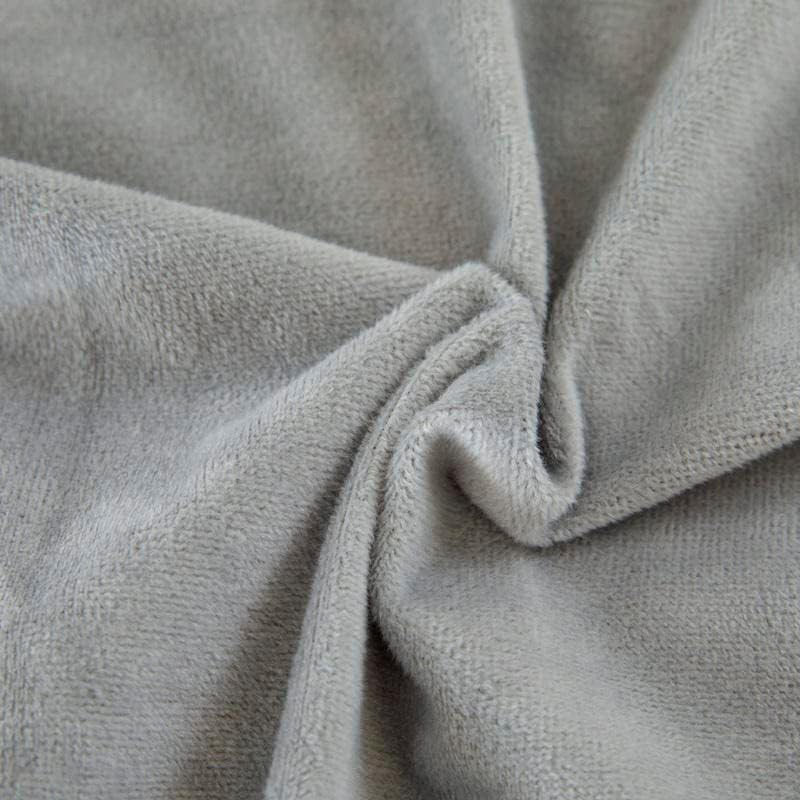 Warm Velvet Fleece Bedding Flat Sheet Lightweight Bed Blanket, Queen, Light Grey