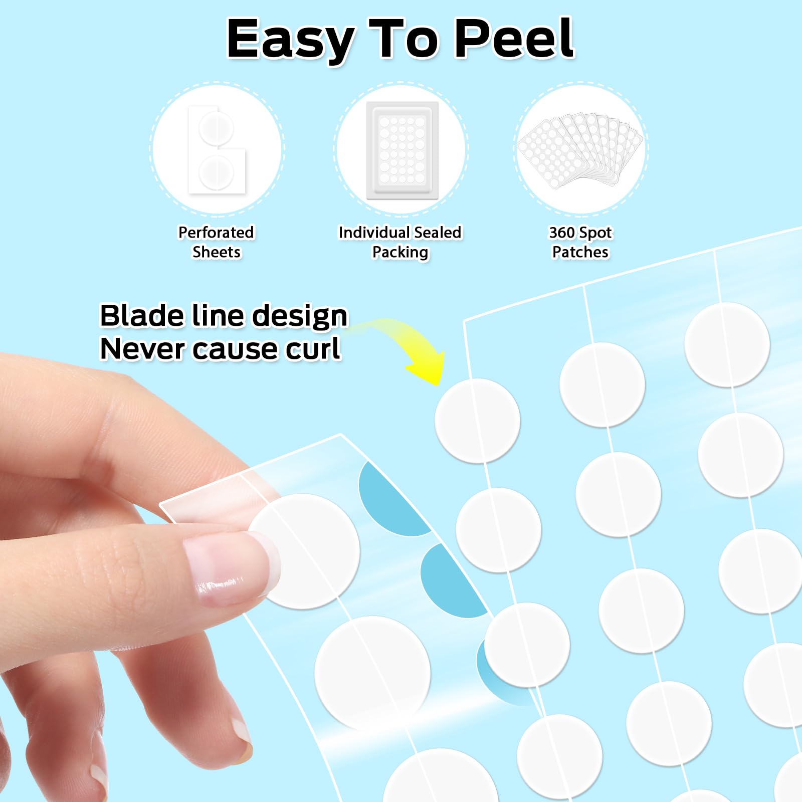 Pimple Patches, 360 Count Invisible Spot Patches, Absorbing Hydrocolloid Patch , Skin Care, Facial Stickers, Cute Face Patches for Face - Image 3