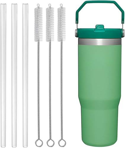 Popote de repuesto para Stanley Iceflow de 30 onzas (solamente), popotes transparentes reutilizables con 3 cepillos limpiadores de popotes, popote